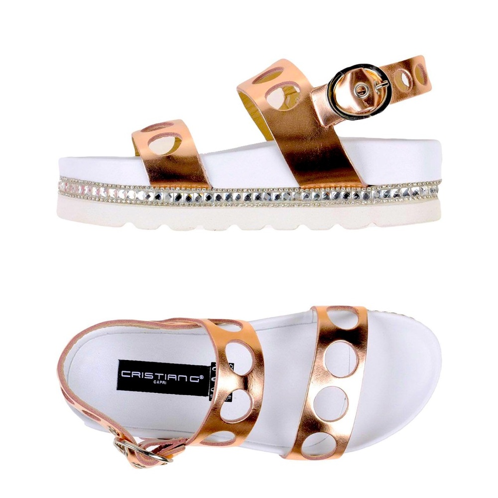 Italian Brand Christina Luxury Style Gold Platform Sandals Size 10 US